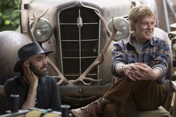 Director David Lowery and Robert Redford on the set of Disney's PETE'S DRAGON, the adventure of a boy named Pete and his best friend Elliot, who just happens to be a dragon.