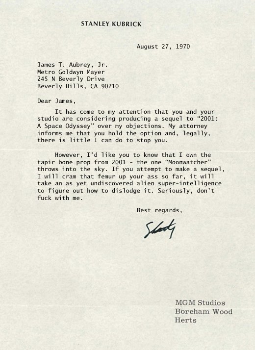 Kubrick 2001 Letter