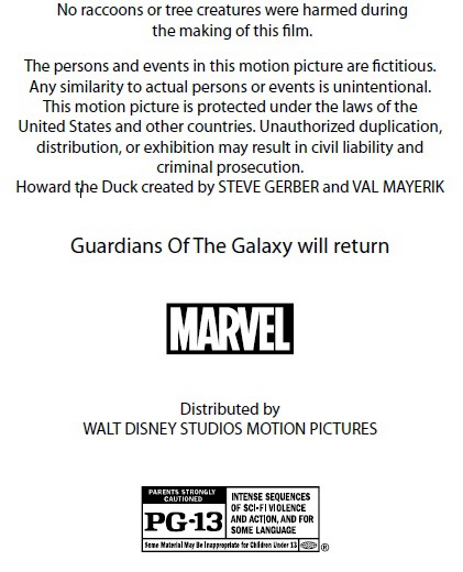 Guardians Of The Galaxy Credits