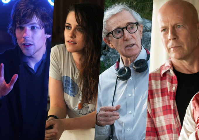 Kristen Stewart, Bruce Willis, Jesse Eisenberg, Woody Allen