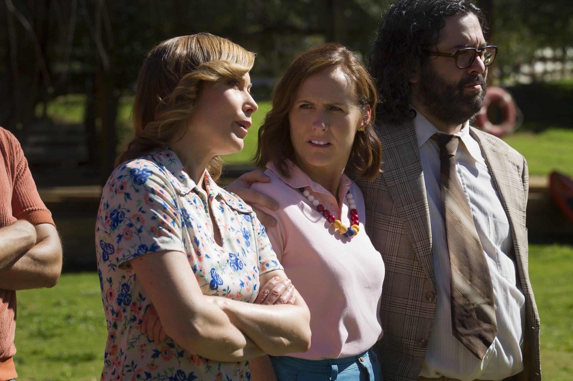 Nina Hellman, Molly Shannon and Judah Friedlander in the Netflix original series "Wet Hot American Summer: First Day Of Camp."