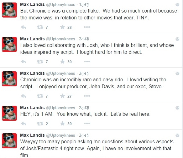 Max Landis Tweets Chronicle Fantastic Four