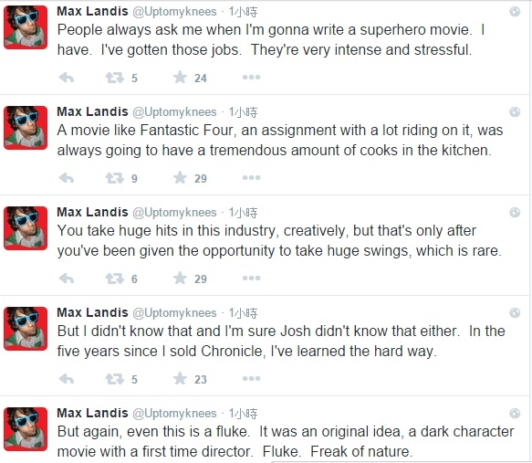 Max Landis Tweets Chronicle Fantastic Four