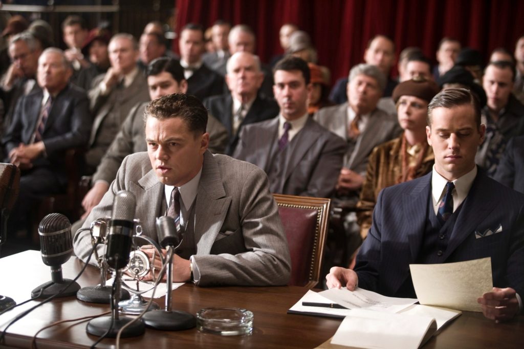 (L-r) LEONARDO DiCAPRIO as J. Edgar Hoover and ARMIE HAMMER as Clyde Tolson in Warner Bros. Pictures drama J. EDGAR, a Warner Bros. Pictures release.