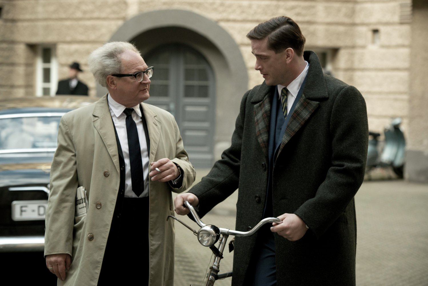 Burghart Klaußner and Ronald Zehrfeld in The People vs. Fritz Bauer (2015)