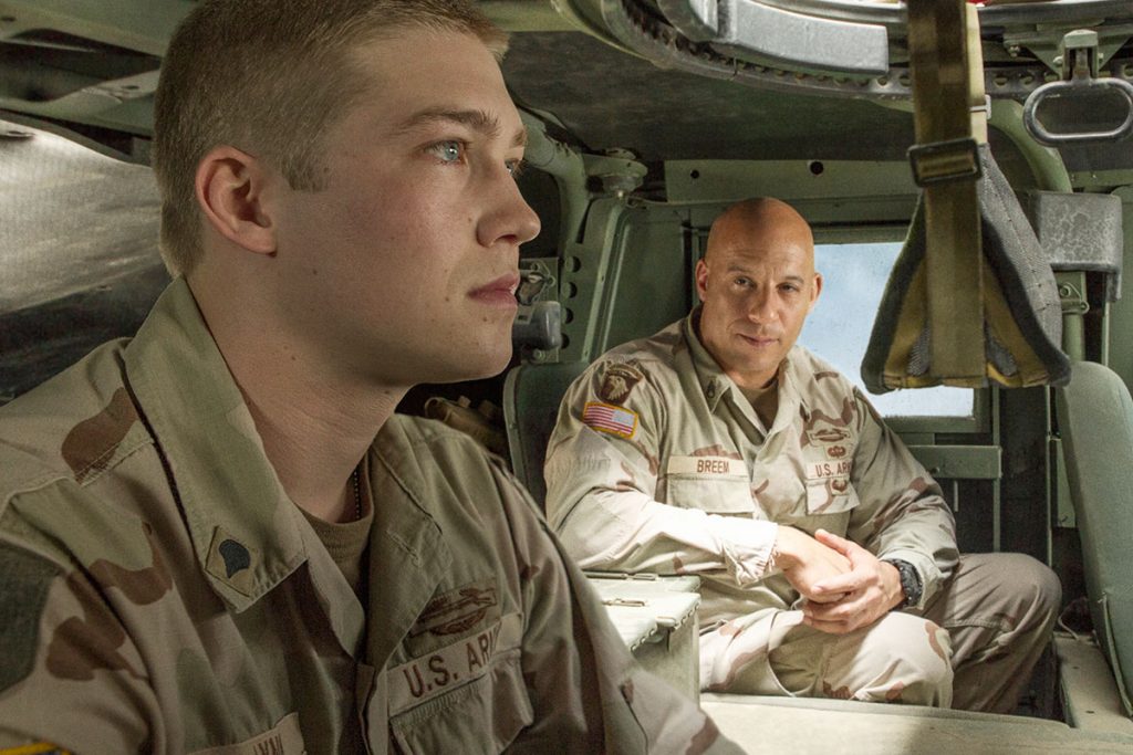 Joe Alwyn and Vin Diesel in 'Billy Lynn's Long Halftime Walk'