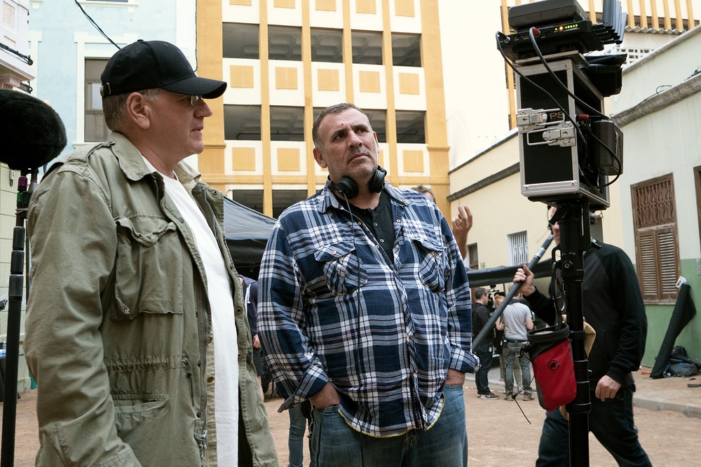 Director Robert Zemeckis and Producer Graham King on the set of Allied from Paramount Pictures.