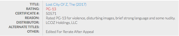 mpaa Lost City Of Z