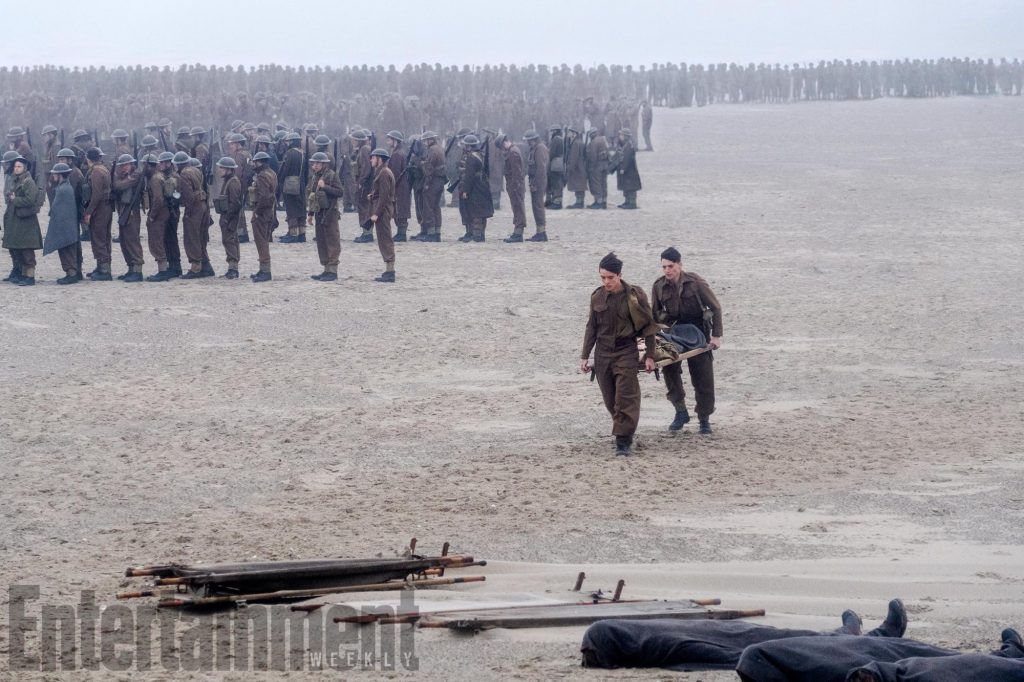 Dunkirk (2017) FIONN WHITEHEAD and ANEURIN BARNARD (carrying stretcher)