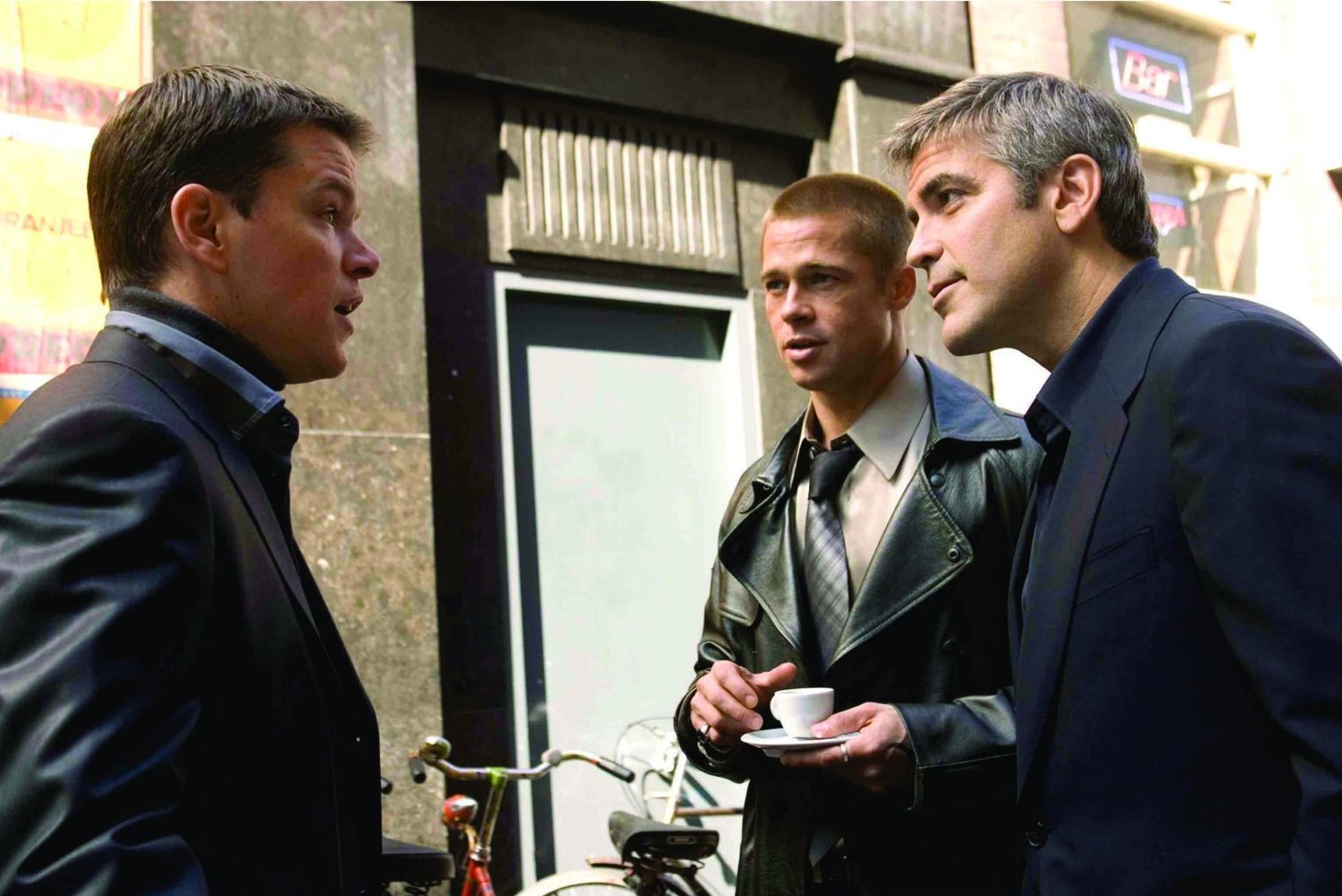 Brad Pitt, George Clooney, and Matt Damon in Ocean's Twelve (2004)