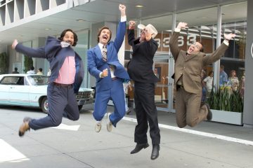 Will Ferrell, Steve Carell, David Koechner, and Paul Rudd in Anchorman- The Legend of Ron Burgundy (2004)