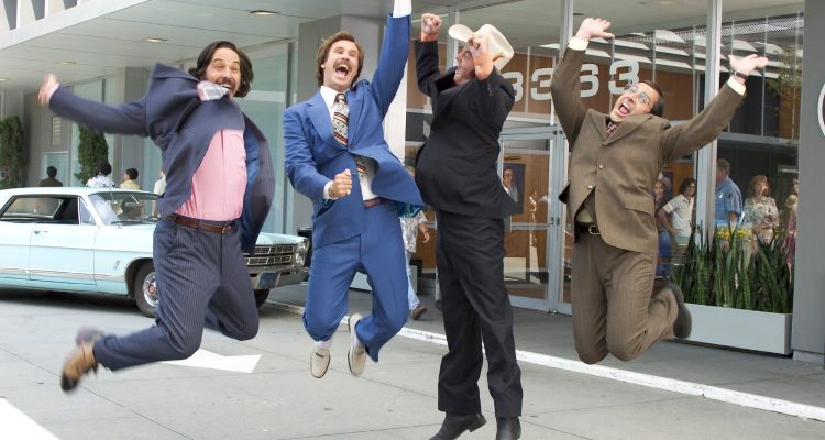 Will Ferrell, Steve Carell, David Koechner, and Paul Rudd in Anchorman- The Legend of Ron Burgundy (2004)