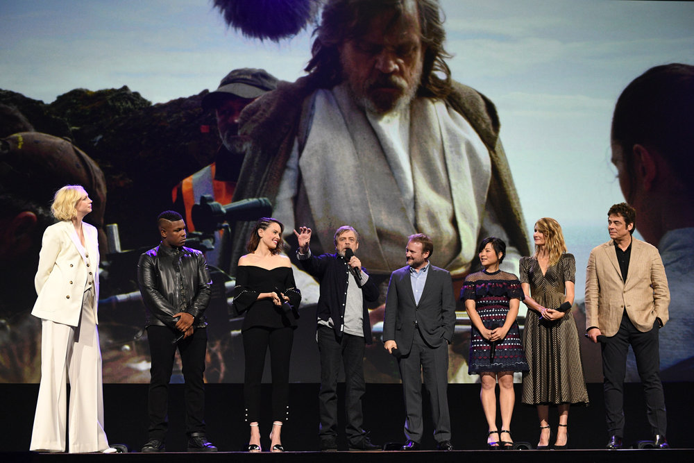 GWENDOLINE CHRISTIE, JOHN BOYEGA, DAISY RIDLEY, MARK HAMILL, RIAN JOHNSON, KELLY MARIE TRAN, LAURA DERN, BENICIO DEL TORO