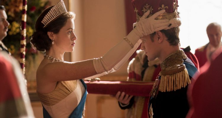 The Queen (Claire Foy) formally makes the Duke of Edinburgh (Matt Smith) a prince in 1957 The Crown season 2