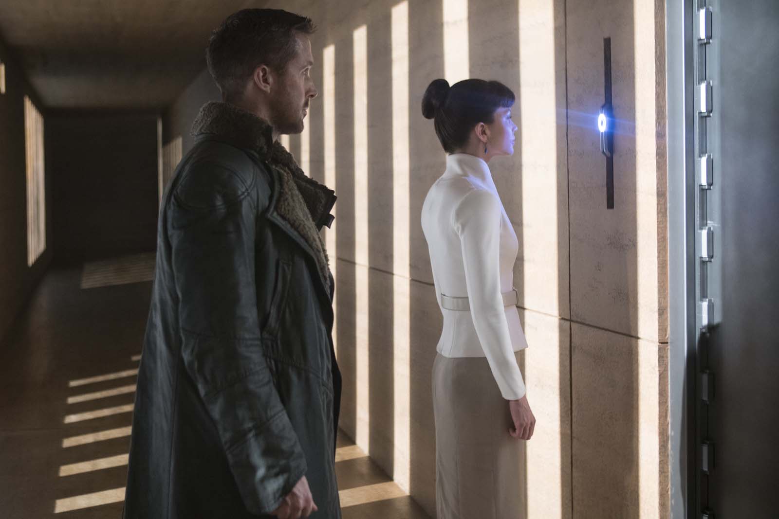 Ryan Gosling and Sylvia Hoeks in Blade Runner 2049 in association with Columbia Pictures, domestic distribution by Warner Bros. Pictures and international distribution by Sony Pictures Releasing International.