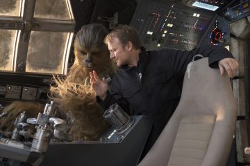 Star Wars: The Last Jedi..L to R: Chewbacca (Joonas Suotamo) and Director Rian Johnson..Photo: David James..©2017 Lucasfilm Ltd. All Rights Reserved.