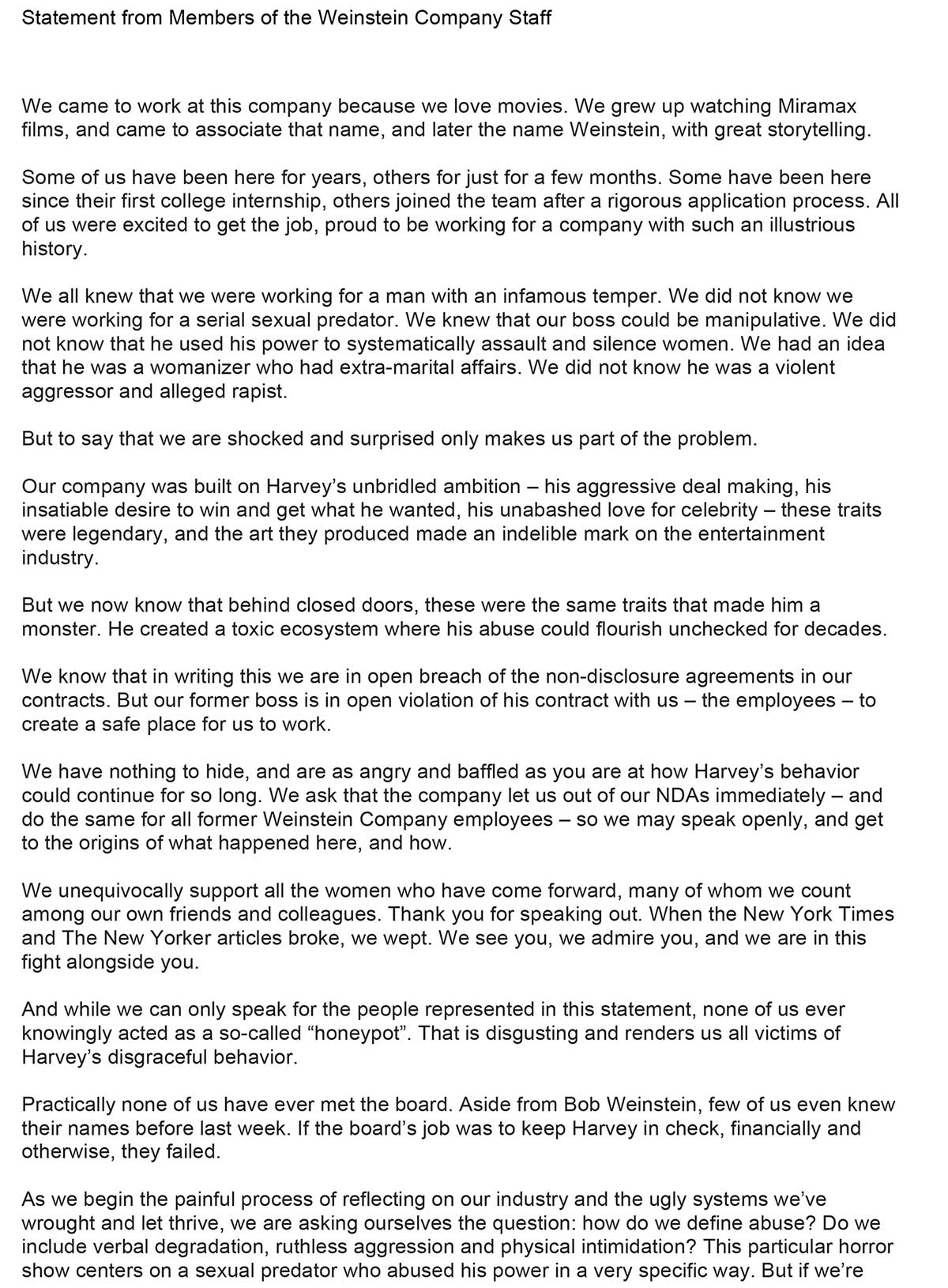 statement-The-Weinstein-Company
