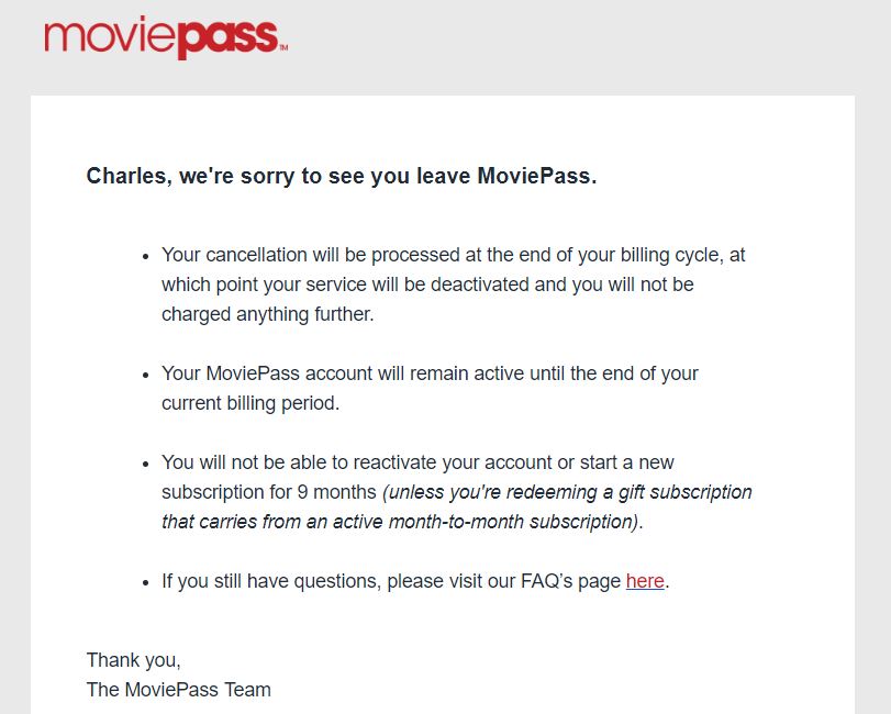 MoviePass Canceled