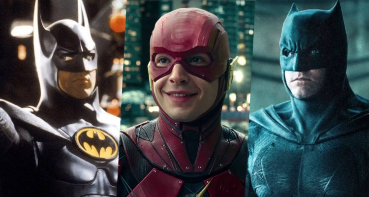 Flash Ezra Miller, Batman Ben Affleck, Michael Keaton