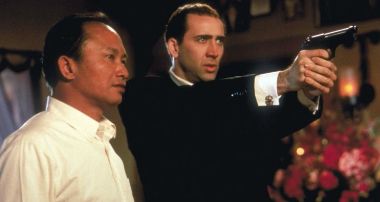 John Woo, FACE/OFF, John Woo directs Nicolas Cage, 1997. (c) Paramount Pictures.