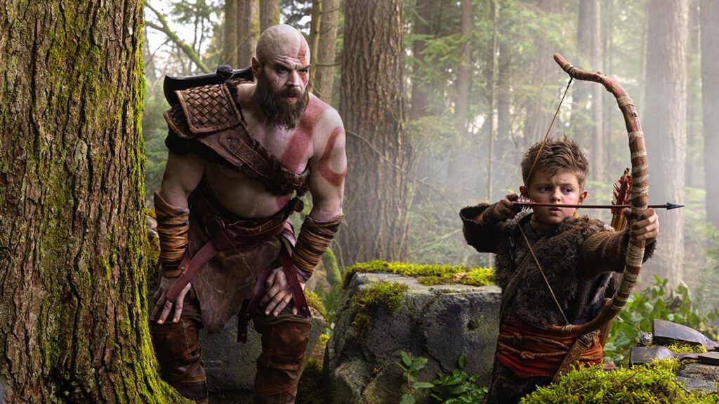 Prime Video Debuts First-Look Image of Ryan Hurst as Kratos and Callum Vinson as Atreus On Set of New Series God of War
