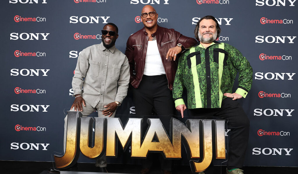 Jumanji: Open World, CinemaCon, Dwayne Johnson, Kevin Hart, Jack Black